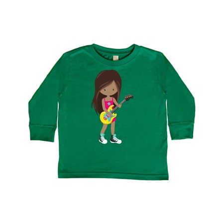 

Inktastic African American Girl Rock Girl Girl With Guitar Gift Toddler Toddler Girl Long Sleeve T-Shirt