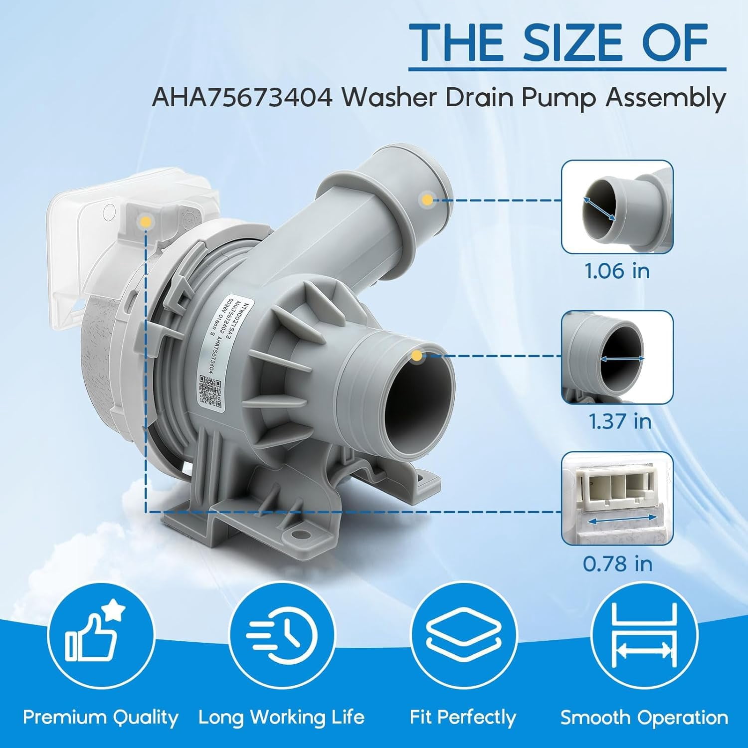 Upgraded AHA75673404 AHA75673402 Washer Drain Pump Assembly for LG Washing Machine Drain Pump Replace AP6978814 PS12748410 WT7405CW WT7250CW WT7405CW