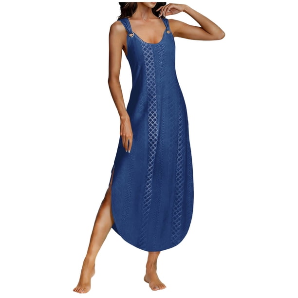 Vestido Largo de Manga Larga para las Mujeres Color Sólido Cuello Redondo Suelto Medio Ternera Vestido de Noche, Vestido Casual de Manga Larga para las Mujeres