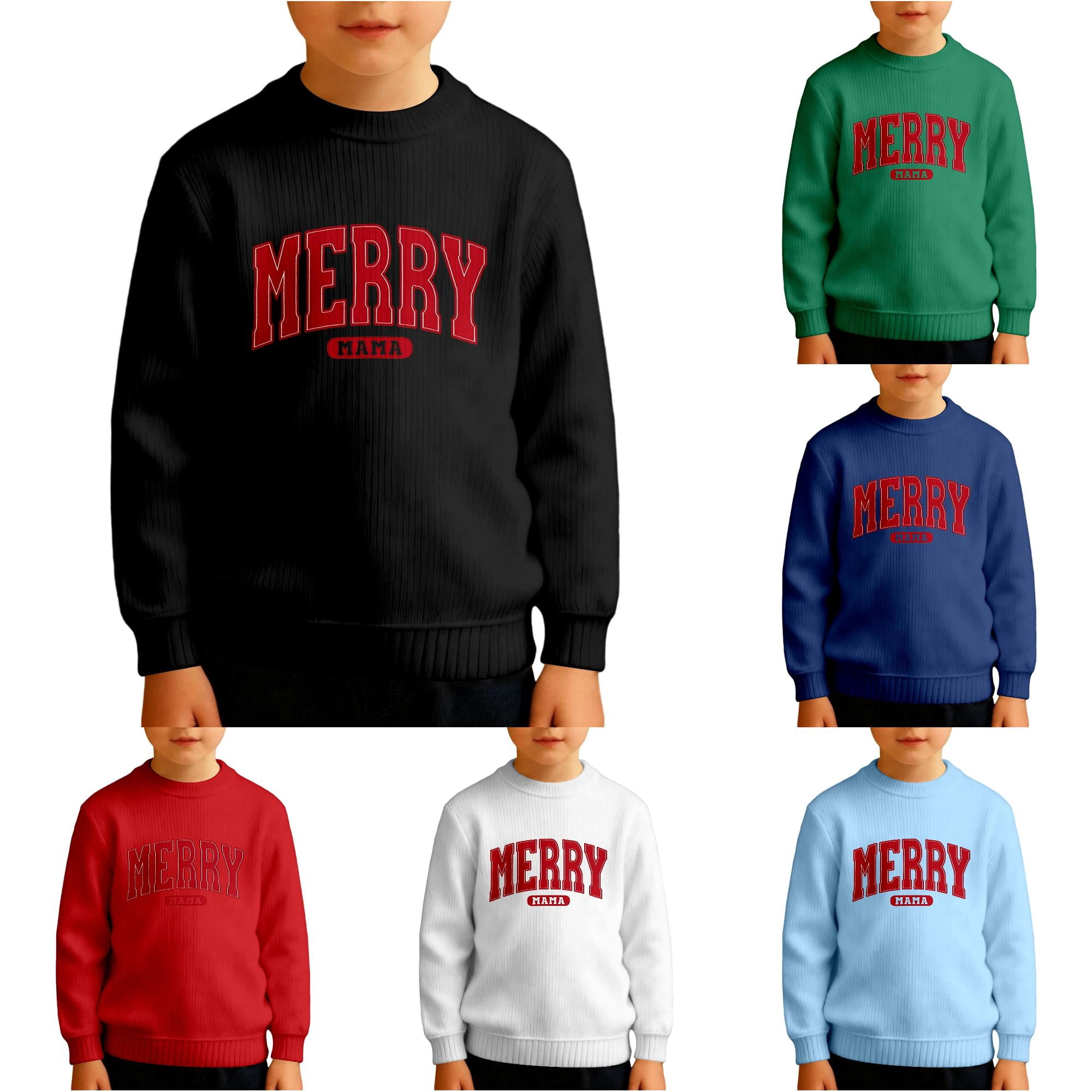 Boys Long Sleeve Crewneck Print Sweatshirt Soft Lined Thermal Pullover Top for Kids Winter Holiday Casual Wear 4t Pullover 9-10 Years