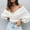 #25 White, variant on Byworldtasic Women's Sweater Women's Wrap V Neck Knit Cropped Sweater Lantern Long Sleeve Sexy Cross Ribbed Drop Shoulder Pullover Tops
