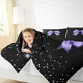 thumbnail image 4 of Manfei Princess Dreamy Bow Queen Comforter Set for Kid, Bling Stars Print Bedding Comforter Set, Kawaii Purple Bow Reversible Bedding Set, Ultra Soft Home Decor, 3pcs, 4 of 8