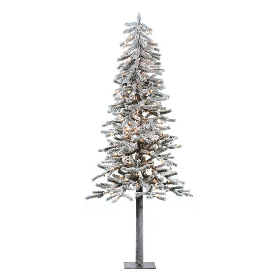 Vickerman 6' Flocked Alpine Artificial Christmas Tree, Clear Dura-Lit lights