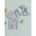thumbnail image 3 of Suealasg Toddler Baby Boys Summer One Piece Swimsuit +Hat 3M 6M 12M 18M 24M 2T 3T Infant Boys Long Sleeve Turtle Print Swimwear Kids Boys Rash Guard Beach Bathing Suit, 3 of 7