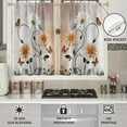 thumbnail image 4 of Orange Floral Flower Window Curtains for Kitchen Farmhouse White Daisy Leaf Terracotta Small Short Home Living Room Bedroom Bathroom Drapes Treatment Tiers Fabric 1 Pair, 27.5" W x 39" L, Retro, 4 of 6