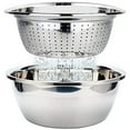 thumbnail image 1 of Stainless Steel Colander Strainer with Container -Colander Kitchen strainer Noodle strainer Rice wash bowl Salad strainer Bowl set Stackable salad bowl set, 26cm, 1 of 6