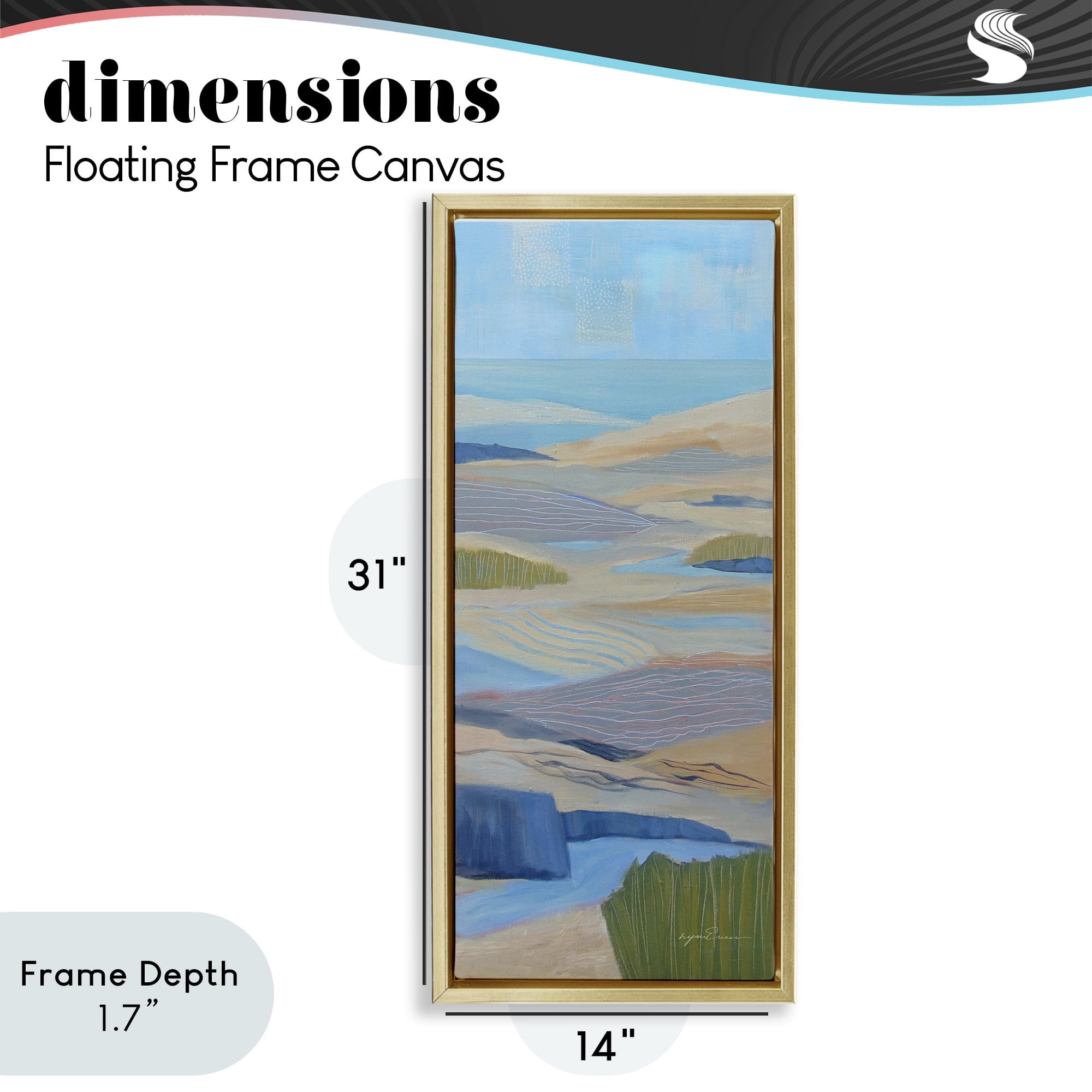 Stupell Industries Ebb & Flow Sand Dunes Gold Framed Floater Canvas Wall Art, design by Lynn Ericson Fine Art