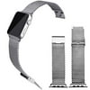 Milan Style Mesh Stainless Steel Watch Wristband With Metal Clasp Replacement Band And Adapter For 42mm Apple Watch Series 1 & 2 (Silver)
