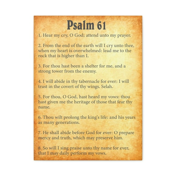 Scripture Walls Psalm 61 Chapter Gold Bible Canvas Christian Wall Art Ready to Hang Unframed