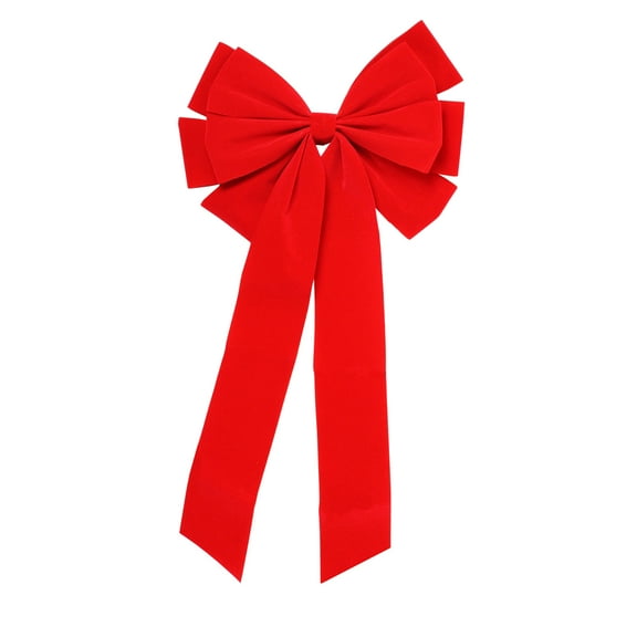 Northlight 10-Loop Velveteen Christmas Bow Decoration - 10" x 22" - Red