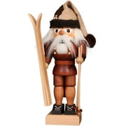 10.5" Free Standing Christian Ulbricht Handcrafted Natural Wooden Skier Nutcracker