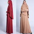 thumbnail image 3 of Women Eid Ramadan 2 Pieces Prayer Dress Set Muslim Pleated Hijab Scarf Khimar Abaya Jilbab Overhead Robe Kaftan Islamic Full Length Gown, 3 of 20