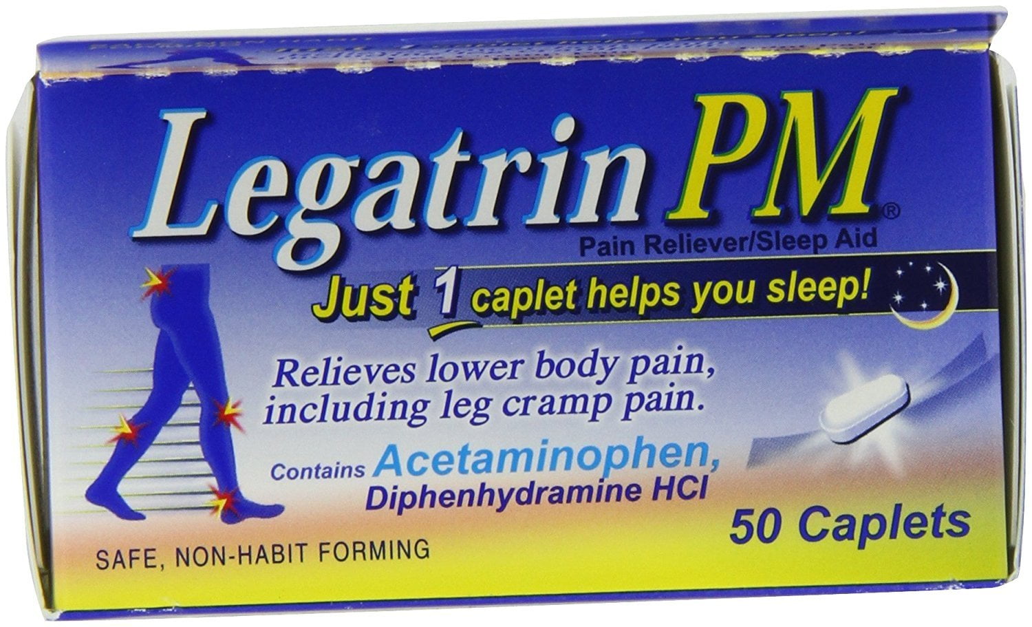 2 Pack Legatrin PM Caplets Advanced Formula Pain Reliever with Sleep Aid 50 Each