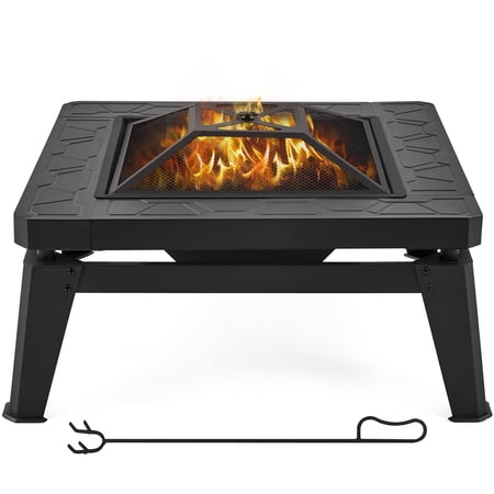 Yaheetech 32   Outdoor Square Fire Pit Black
