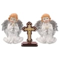 thumbnail image 1 of 1 juego de estatuas de ángel de resina, estatuas de ángel, artesanías de resina y decoración de cruz de madera., 1 of 6