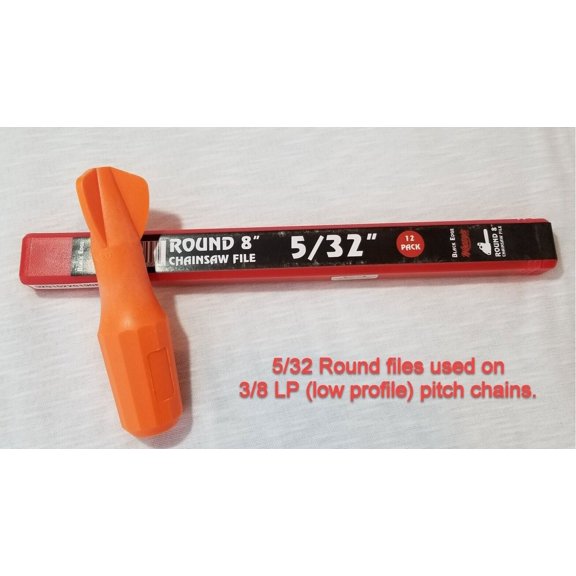 Professional 5/32" Chainsaw Files Set (12-Pack) with Guide Handle - for 3/8 LP & 1/4" Chain Sharpening