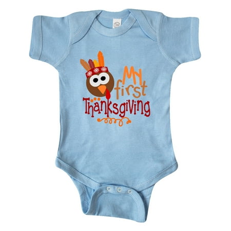 

Inktastic My 1st Thanksgiving Cute Turkey with Feathers Gift Baby Boy or Baby Girl Bodysuit