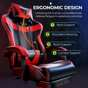 Gaming Chair, Seenda Video Game Chair with Footrest and Lumbar Support, Ergonomic Computer Chair Height Adjustable with Swivel Seat and Headrest, Red