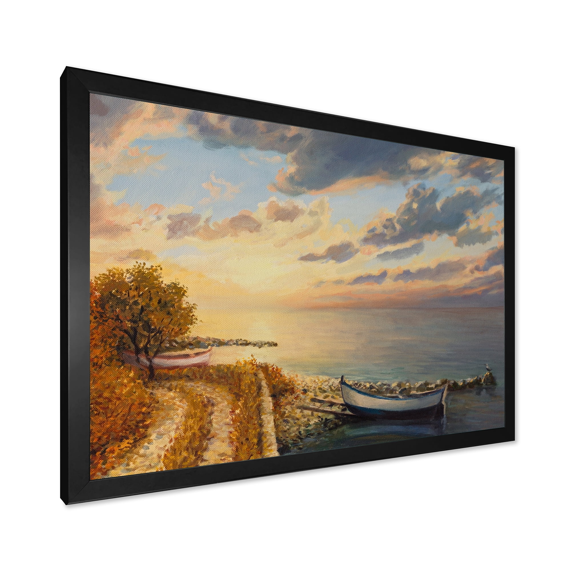 Designart 'Romantic Morning By The Sea' Nautical & Coastal Framed Art Print