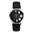 thumbnail image 3 of Reloj de cuarzo para mujer, relojes para mujer, reloj de pulsera analógico de cuarzo de cuero con patrón lunar para mujer, 3 of 4