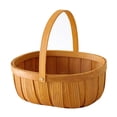 thumbnail image 1 of Novobey Picnic Basket Hand Woven Natural Wood Chips Fruit Basket Wooden Picnic Basket with Carrying Hand Durable Suitable for Storage of Fruits Snacks Sundries Can be Used for Picnic Vacation BBQ, 1 of 8