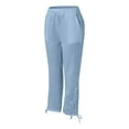 thumbnail image 3 of yunLCZ Women's Straight Leg Pants High Wa Women Suitable High Waist Pants Drawstring Capri Pants With Pockets Wide Leg Cropped Pants For Women, 3 of 4