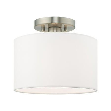 

Livex Lighting 41095 Meridian 10 Wide Semi-Flush Drum Ceiling Fixture - Nickel