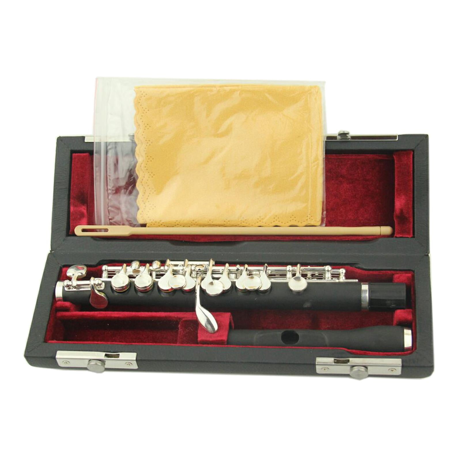 Plated Key of C Piccolo Flute Instruments with Storage Case Cleaning Cloth Screwdriver Cover Student Kids Gifts