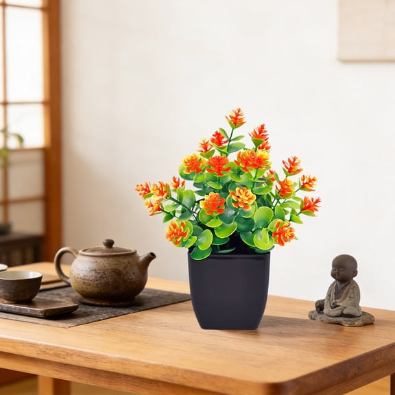 Bcylexb Mini Fake Potted Plants, 7 inch Small Artificial Plants with Colorful Flowers Greenery Plants for Table Home Bathroom Window Office Decor