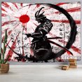 thumbnail image 3 of Japanese Anime Samurai Tapestry, Janpan Warrior Red Sun Brick Wall Bamboo Ink Painting for Boys Mens Bedroom Wall Art Decor Tapestries, Red Black Tapestry Wall Hangin for Home Dorm Livingroom, 3 of 3