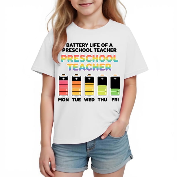 Tops de Manga Corta Linda para Niños Niños Y Niñas con Impresión Gráfica, Tee Casual de la Temporada Escolar, Tela Suave Transpirable para Jugar