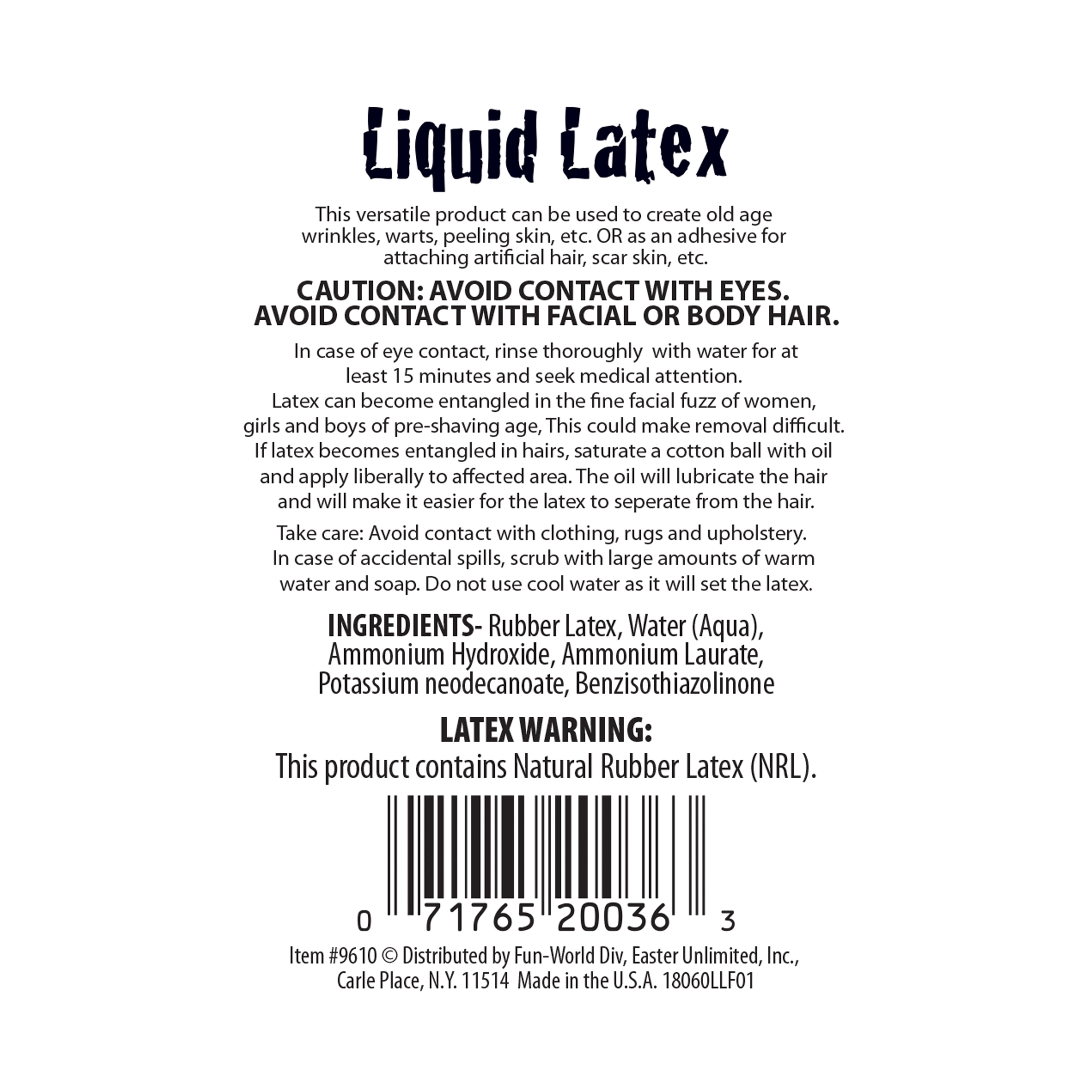 4.5 Oz Halloween White Liquid Latex for Adult and Kids-White