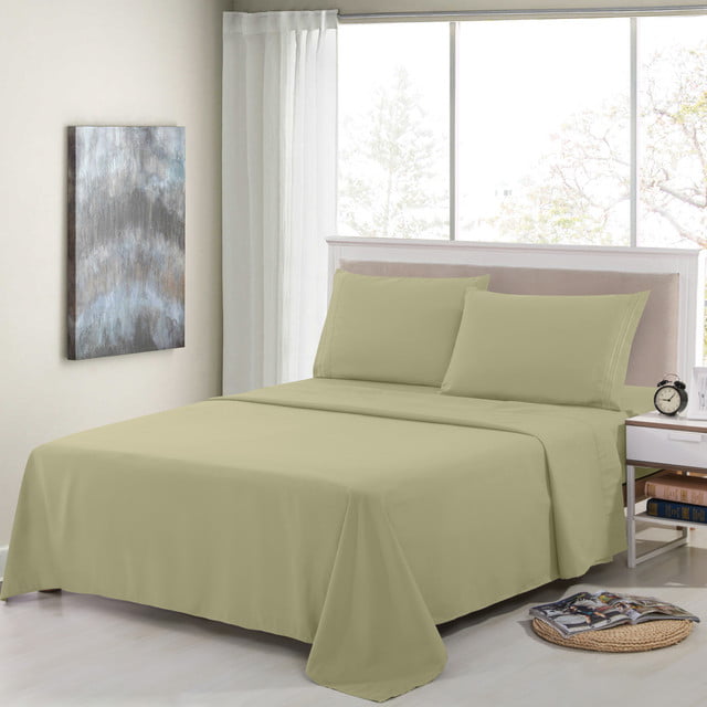 Details about   Sage Solid Sheet Set 4 PCs 400 TC 100% Cotton With Extra Drop And Size 