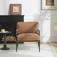 thumbnail image 4 of 27.56" Modern Accent Chair, Minimalist Metal Frame with  Upholstered Cushions, Mid-Century Leisure Armchair with Wooden Armrest, Perfect for Cozy Living Room, Bedroom, Office Seating, Brown, 4 of 7