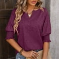 thumbnail image 6 of gakvbuo Summer Top for Women Tops Dressy Casual 2024 Women'S Casual Solid Color V Neck Short Sleeve Tops Blouses T-Shirt, 6 of 6