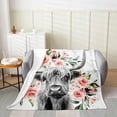 thumbnail image 2 of Highland Cow Fleece Blanket All Season Cozy Girls Watercolor Rose Plush Blanket Throw,Adult Grey Marble Texture Flannel Blanket for Sofa Bed Living Room Decor Bull Cattle Farmhouse Fuzzy Blanket, 2 of 5