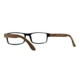 thumbnail image 2 of Mens Classic Rectangle Wood Grain Spring Hinge Arm Plastic Reading Glasses Black Brown +2.25, 2 of 4