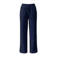 thumbnail image 6 of Admvng Women's Cotton Pants Elastic Waist Summer Casual Straight Leg Trousers with Pockets, 6 of 9