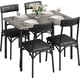 thumbnail image 3 of Kitchen mesa set con sillas - 5-piece dining set para 4, metal y wood rectangular mesa, 4 forrado sillas, ideal para para small space apartments, cement gray, 3 of 7