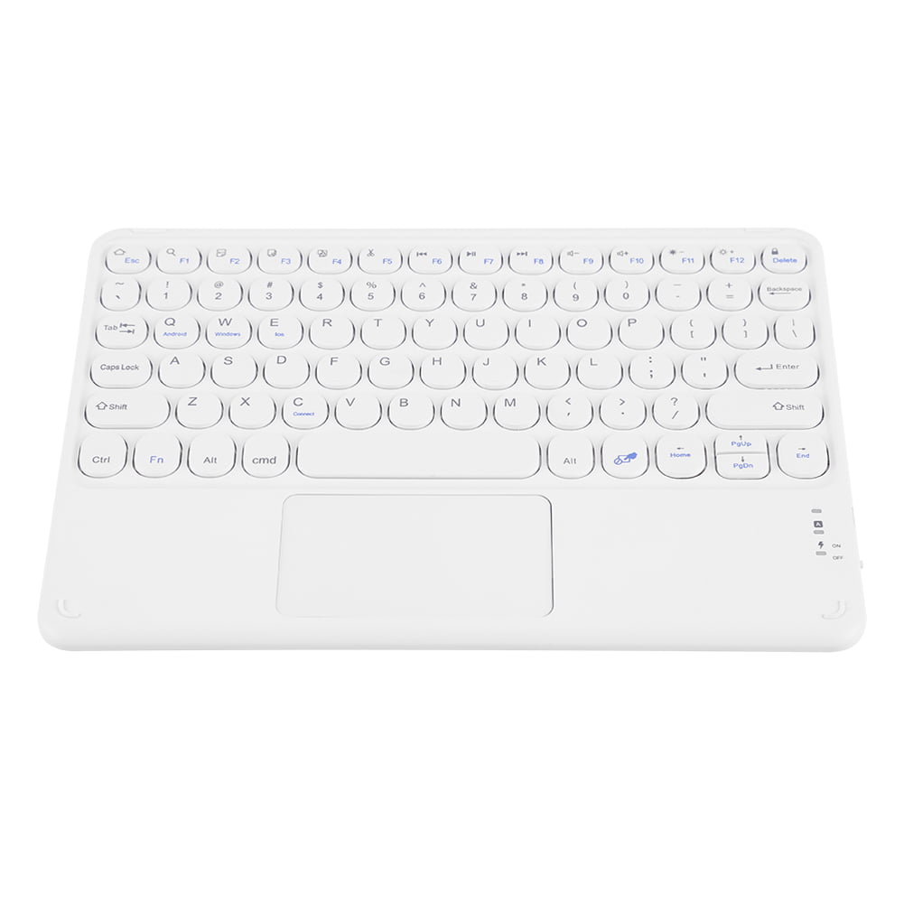 External Touch Control Round Button Portable Wireless Keyboard Wireless Bluetooth Keyboard Rechargeable Wireless Keyboard with a Touchpad White