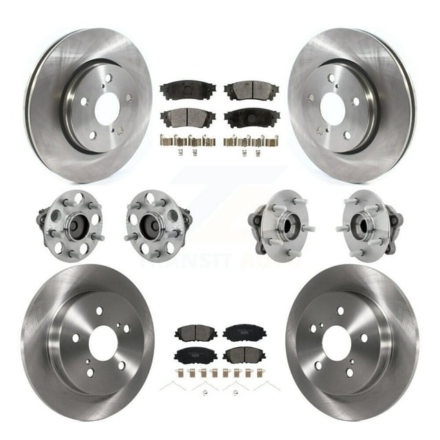 Transit Auto Front Rear Hub Bearing Assembly Disc Brake Rotor and Ceramic Pads Kit (10Pc) for Car 2019 Toyota C-HR To 06 18 Vehicles Manufactured In Japan Left Right Side (Driver Passenger) KBB-132610