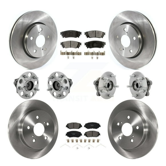 Transit Auto Front Rear Hub Bearing Assembly Disc Brake Rotor and Ceramic Pads Kit (10Pc) for Car 2019 Toyota C-HR To 06 18 Vehicles Manufactured In Japan Left Right Side (Driver Passenger) KBB-132610