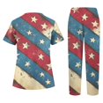 thumbnail image 4 of 4th of July Women's 250th Anniversary USA Medical Scrub Set, V-Neck Short Sleeve Top & Straight Leg Pants, 2-Piece Work Uniform with Multi Pockets for Nurses & Healthcare Staff 03-Red M, 4 of 5
