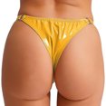 thumbnail image 3 of Rswnyirn Womens G-String Thongs PU Leather Panties Low Rise T-back Briefs Underwear Yellow M, 3 of 5