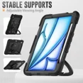 thumbnail image 4 of Case for iPad Air 11 inch M2 M3 2025 2024 6th 7th Generation, Shockproof Protective Cover with Screen Protector, Rotating Stand, Hand/Shoulder Strap, Pencil Holder, 4 of 7