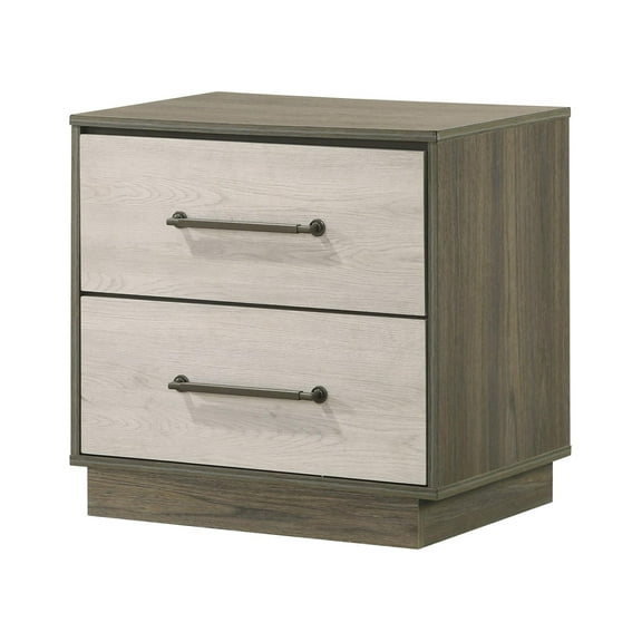 Gem Modern Style two tone 2Drawer Nightstand Made with wood in light Beige&Brown