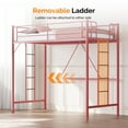 thumbnail image 6 of Zimtown Upgrated Twin Loft Bed with Ladder Metal Bunk Bed with Flat Step Ladder, Pink, 6 of 9