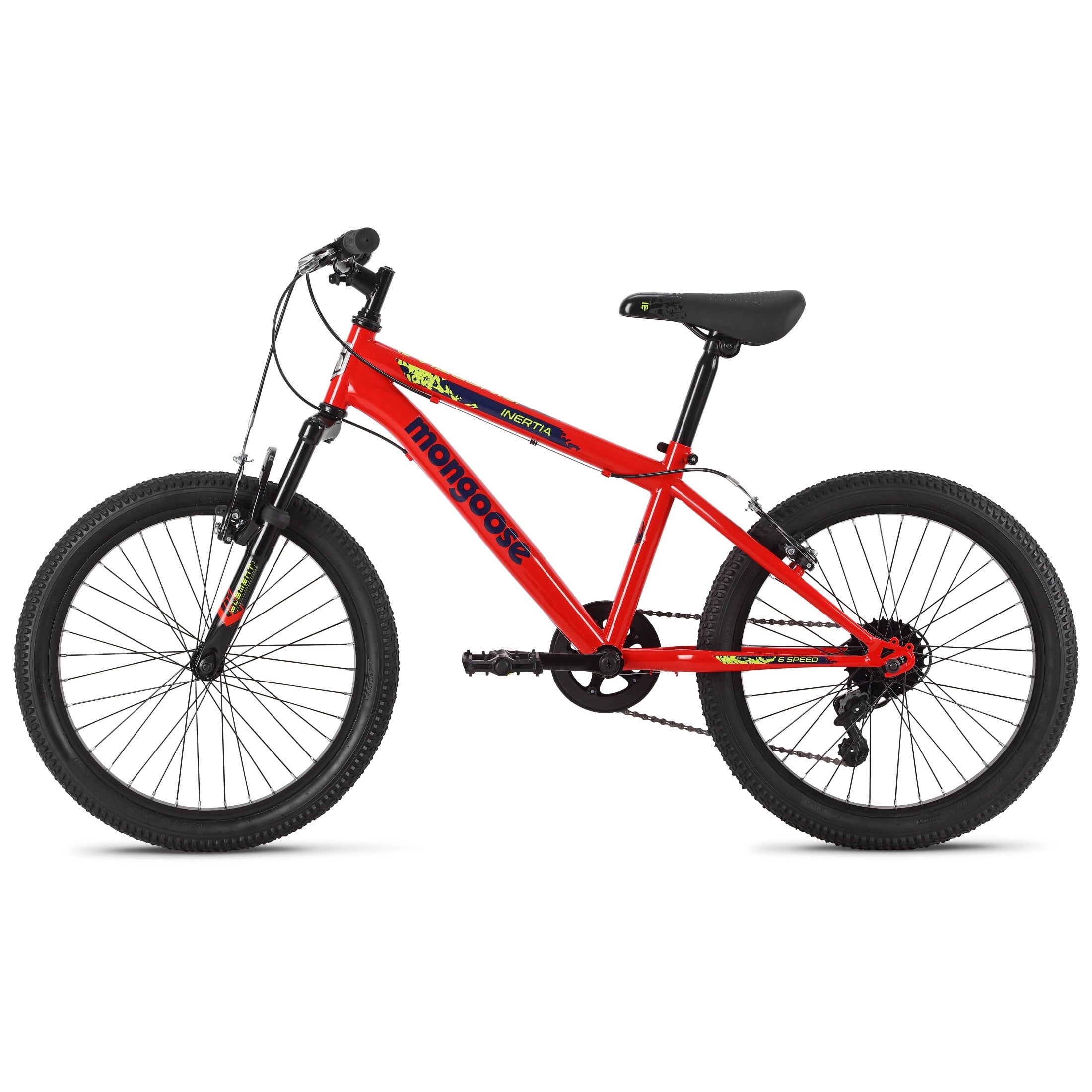 Mongoose Inertia Kids Mountain Bike, 20-Inch Wheels, 21 Speeds, Red