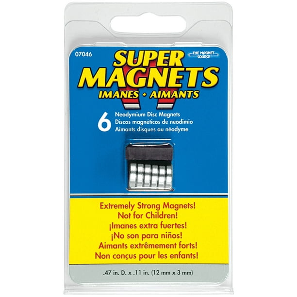 Magnet Source Super Neodymium Disc Magnets .472" dia. x .118" thick 6/Pkg. Walmart.com