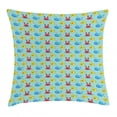 thumbnail image 1 of Yellow Submarine Decor Throw Pillow Cushion Cover, Underwater Life Theme Pattern Submarines Whales and Crabs Print, Decorative Square Accent Pillow Case, 18 X 18 Inches, Aqua Mustard, by Ambesonne, 1 of 2